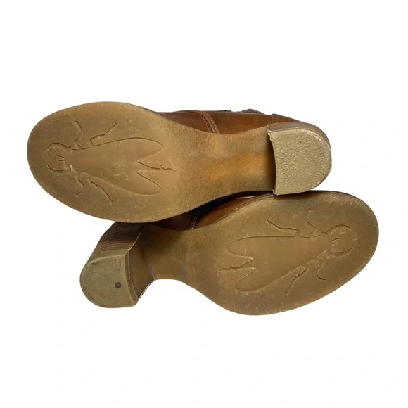 Fly London| Brown Leather Heeled Round Toe Boots With Zippers - Picture 5 of 17